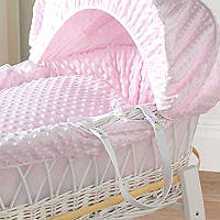 Buy pink moses basket with stand